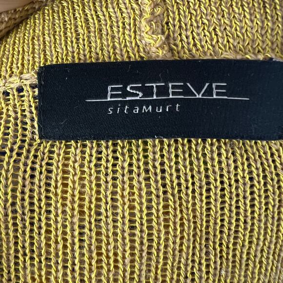 ESTEVE Wool Blend Yellow Sweater Long Sleeves Ruffle Neck Pullover Size 42 US 10 - Picture 8 of 10